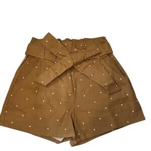 Mine High Waist Brown Polka Dot Shorts